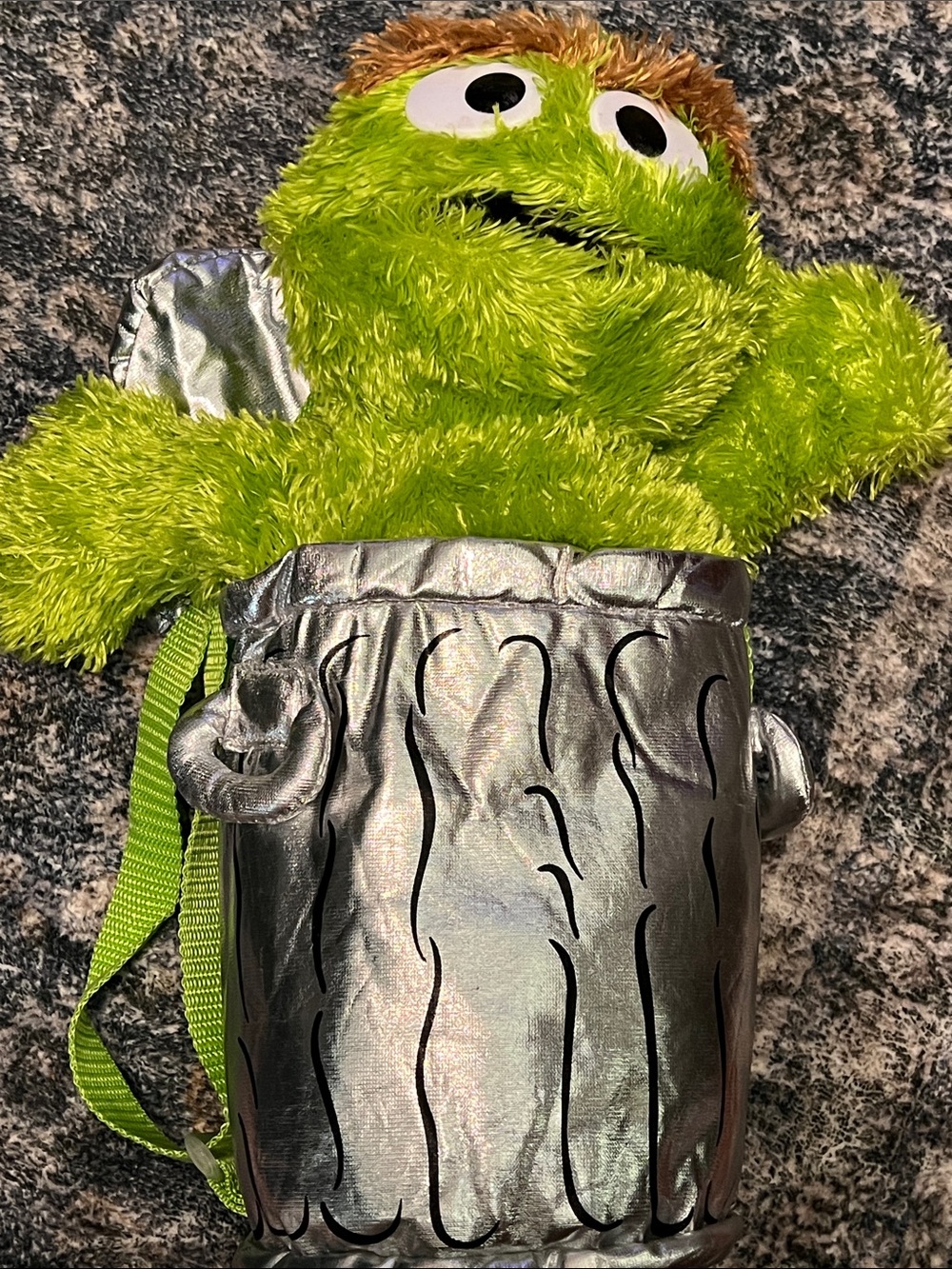 Vintage Sesame Street Oscar the Grouch Trash Can Plush Backpack 14"